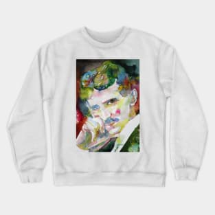 NIKOLA TESLA watercolor portrait .6 Crewneck Sweatshirt